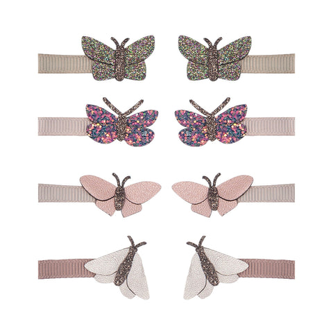 grosgrain covered hair clips with glittery butterflies
