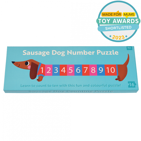 Large number floor puzzle in sausage dog shape