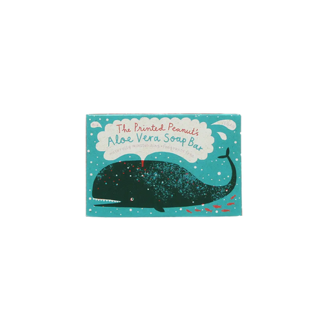 Aloe Vera Soap bar with a whale illustration 