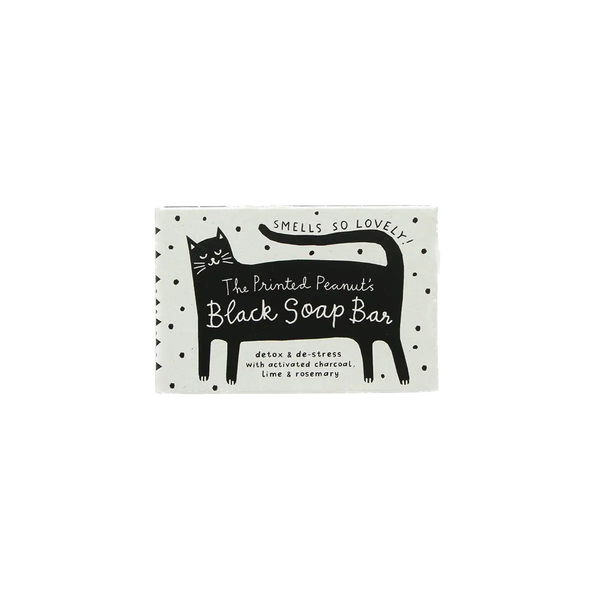 Black soap bar with black cat illustration