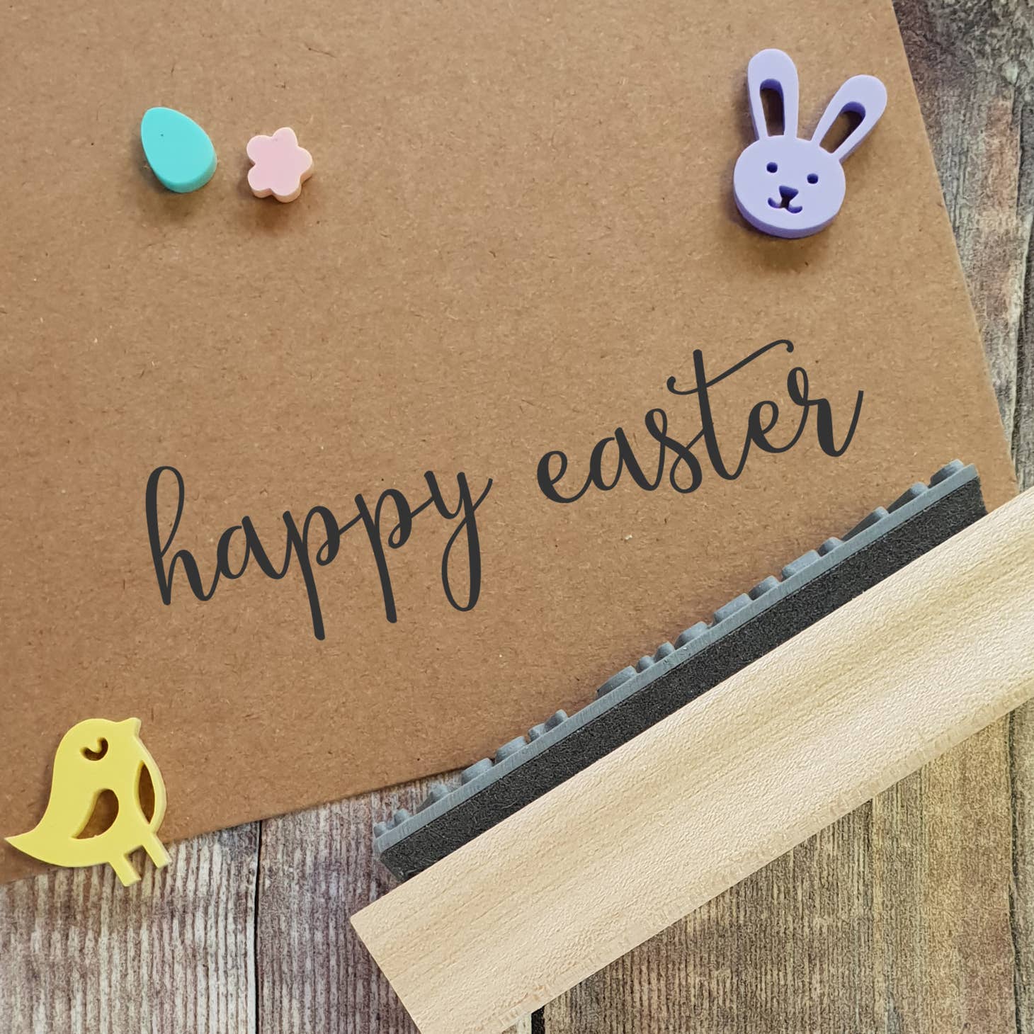 Happy Easter Calligraphy Font Rubber Stamp