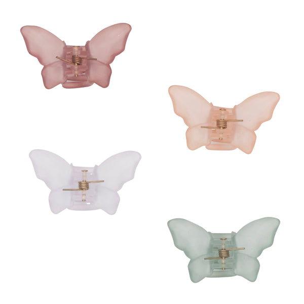 frosted plastic butterfly bulldog clips in pasted colours for hair