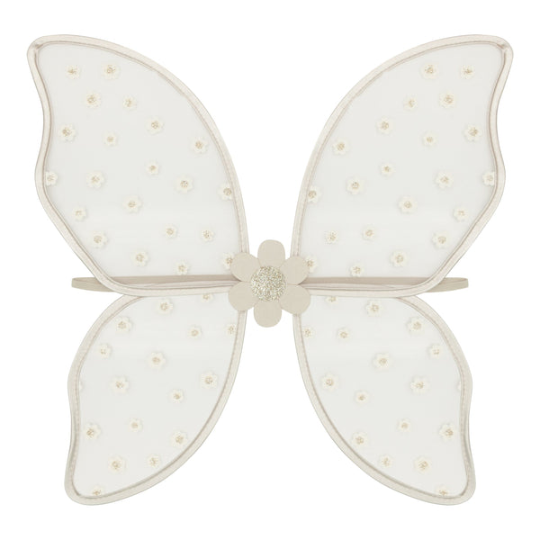sheer mesh butterfly wings with faux leather daisy flowers