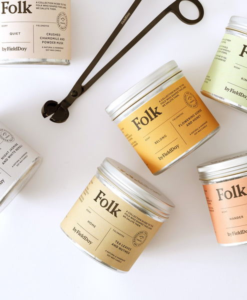 Quiet Folk Tin Candle - Crushed Chamomile and Powder Musk