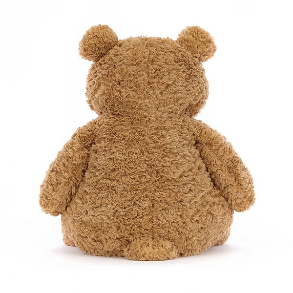 Soft faux fur teddy bear doll with light brown faux fur and brown beady eyes. Cuddly plush toy. 