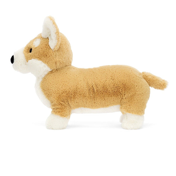 Stuffed animal cuddly plush toy corgi dog in beige and cream