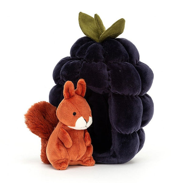 orange brown soft fleece squirrel cuddly plush toy with furry tail, fits in velour blackberry plush toy