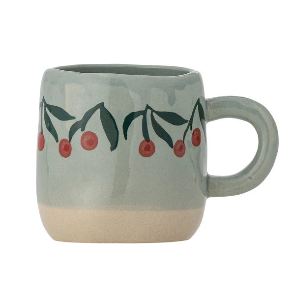 stoneware mug in blue with cherry pint 