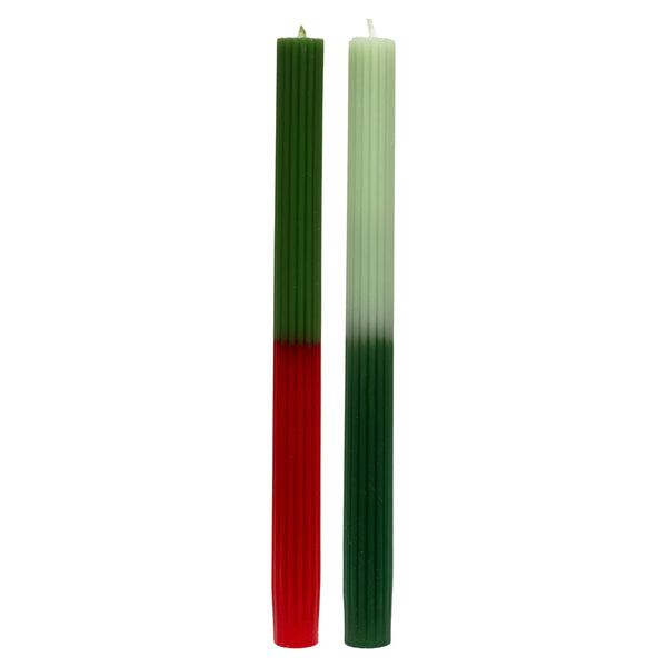 Ombre dinner candles in green and red