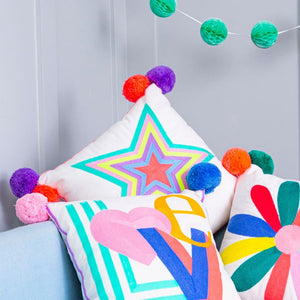 What a Star Embroidered Cushion Multicoloured