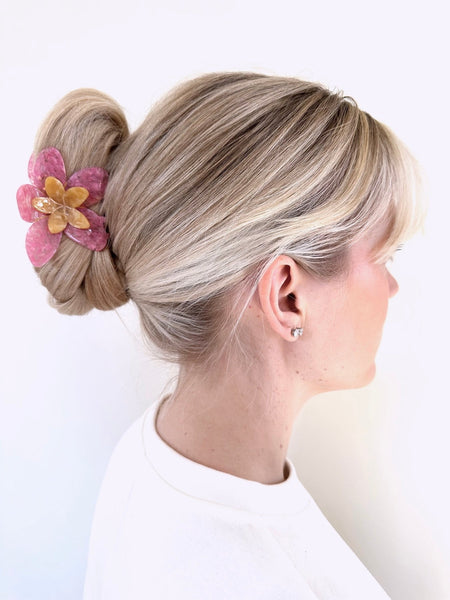 Frangipani Flower Claw Hair Clip - Pink