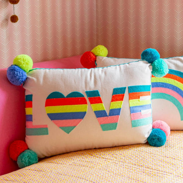 Small Talk LOVE Cushion Multicoloured Stripes