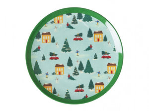Melamine Dessert Plate with Happy Holiday Print