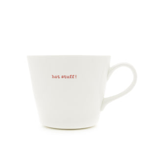 Medium Ceramic White Mug - HOT STUFF - 350ml