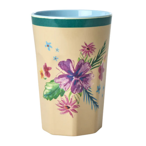 Tall Melamine Cup - Cream - Arda Bloom Print