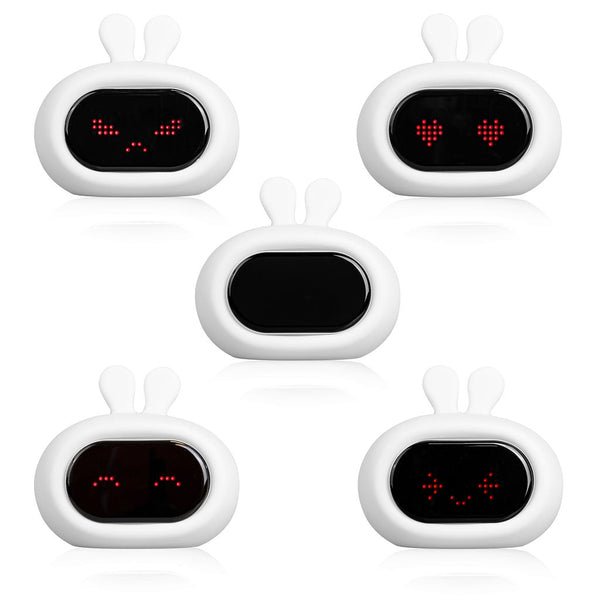 silicone night light bunny alarm clock with funny face lights