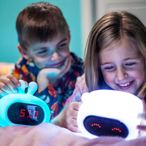 silicone night light bunny alarm clock with funny face lights
