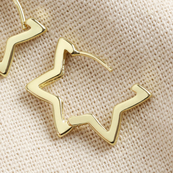 Gold Star Hoop Earrings