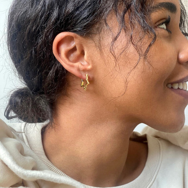 Gold Star Hoop Earrings