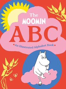 Moomin ABC Hard book with an illustration of Moomin in red, pink, blue and yellow