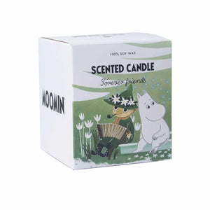 Scented Candle in a white box with Moomin and Snafkin illustration