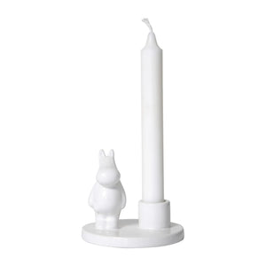 White Ceramic Candle Holder with Moomin and white candle 