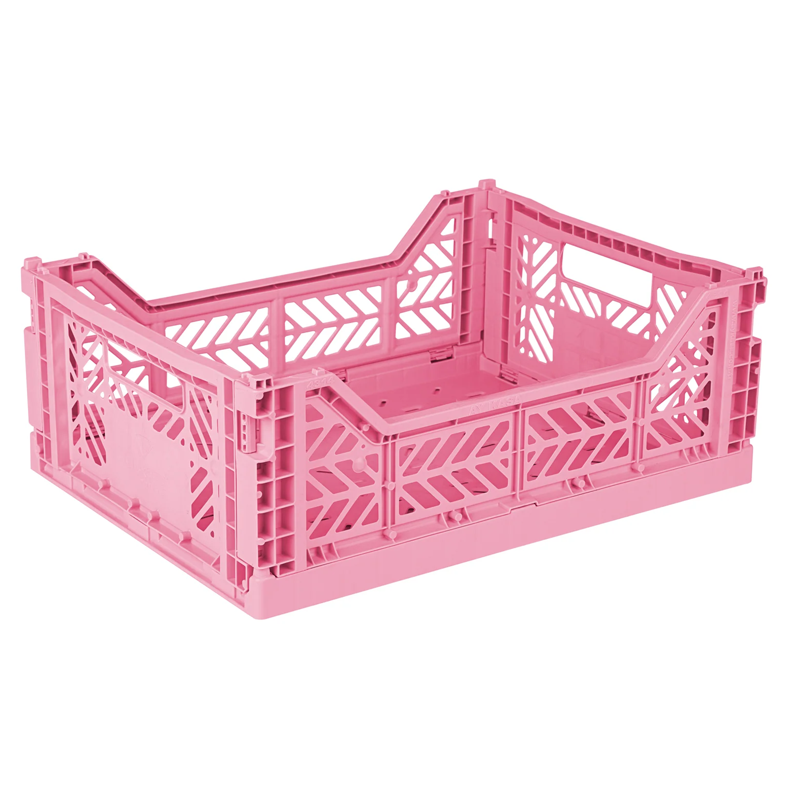 Foldable and Stackable PP Crate in baby pink
