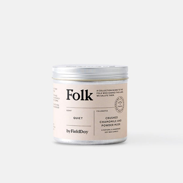 Quiet Folk Tin Candle - Crushed Chamomile and Powder Musk