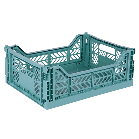 Foldable and Stackable PP Crate in Teal Green 