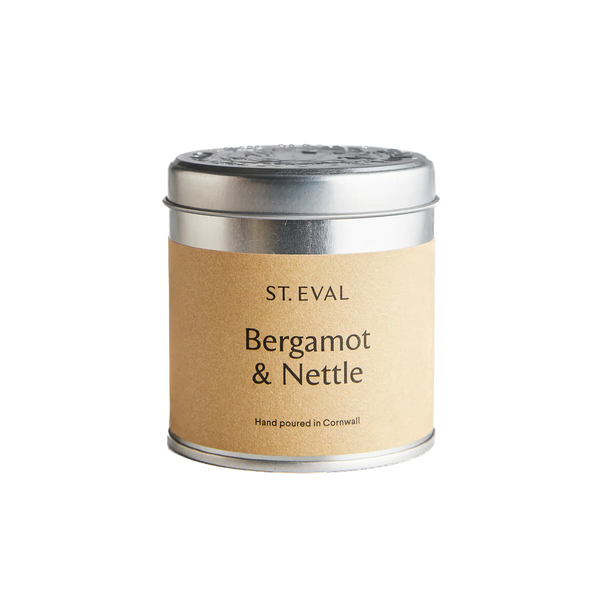Bergamot & Nettle scented candle in silver tin
